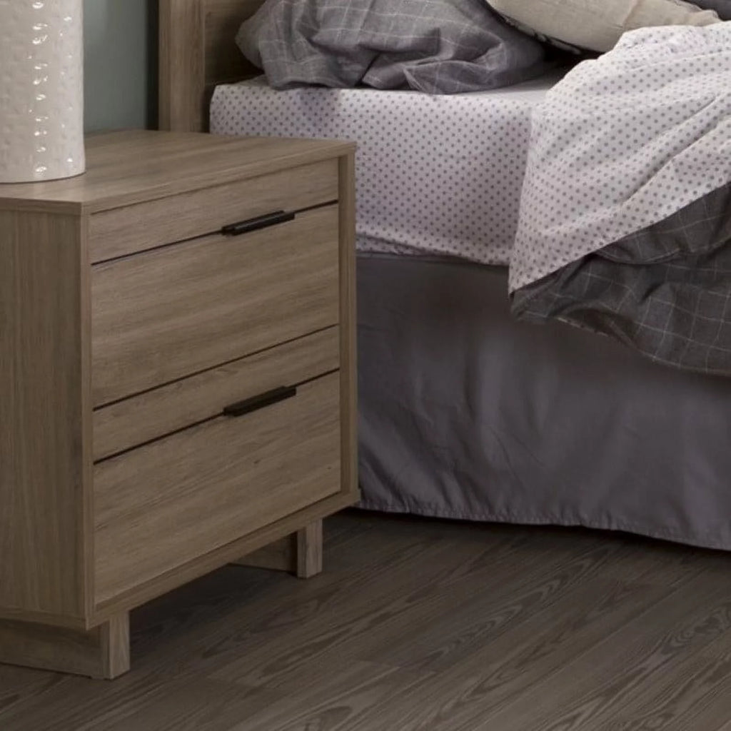 2 Piece 6 Drawer Dresser and 2 Drawer Nightstand Set Rustic Oak Z247