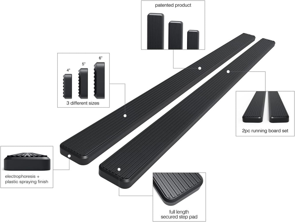 4in Black Running Boards H660