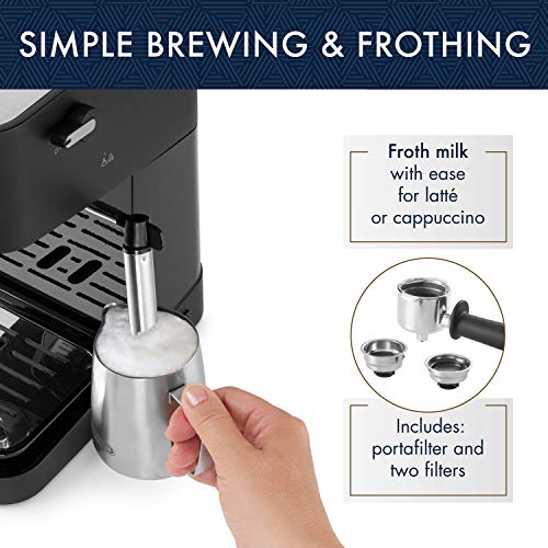Compact Manual Espresso Machine, 15 Bar Pump Pressure, Tamper Included T196784