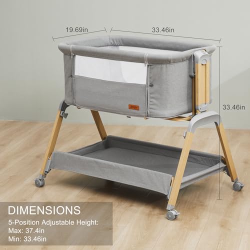 Navy Blue 3 in 1 Baby Bassinet with Mattress and Wheels N685