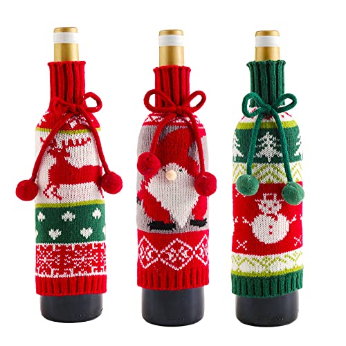 Knitted Christmas Wine Bottle Cover 3PCS E97604