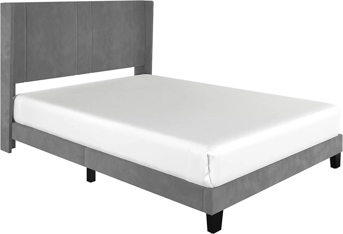 Upholstered Bed Frame with Headboard Wood Slat Full M164