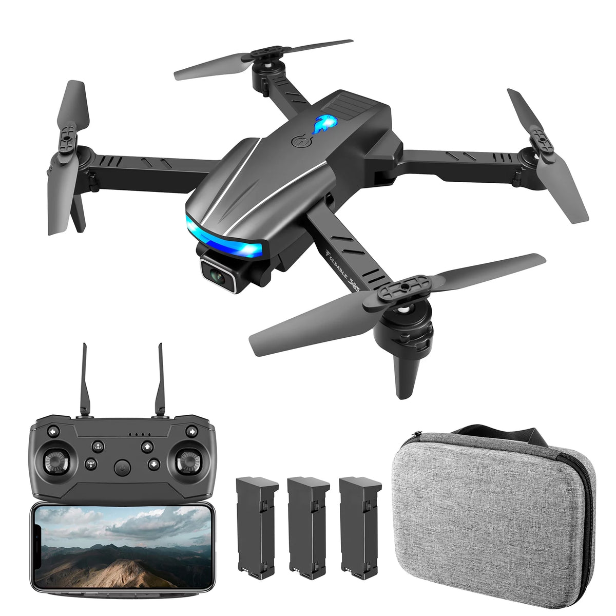 RC Drone with 4K Obstacle Avoidance 3 Battery E6447