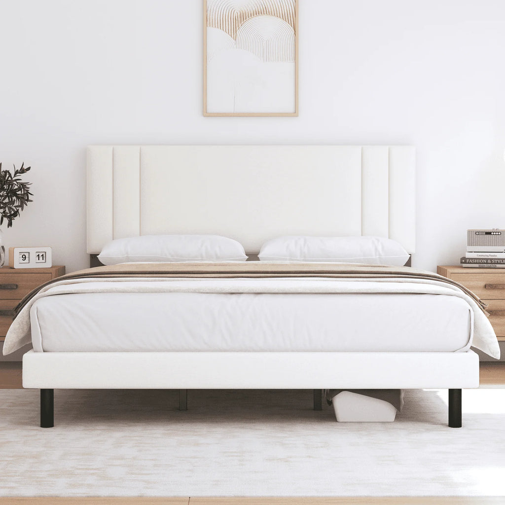 Queen Size Fabric Upholstered Platform Bed Frame S2197