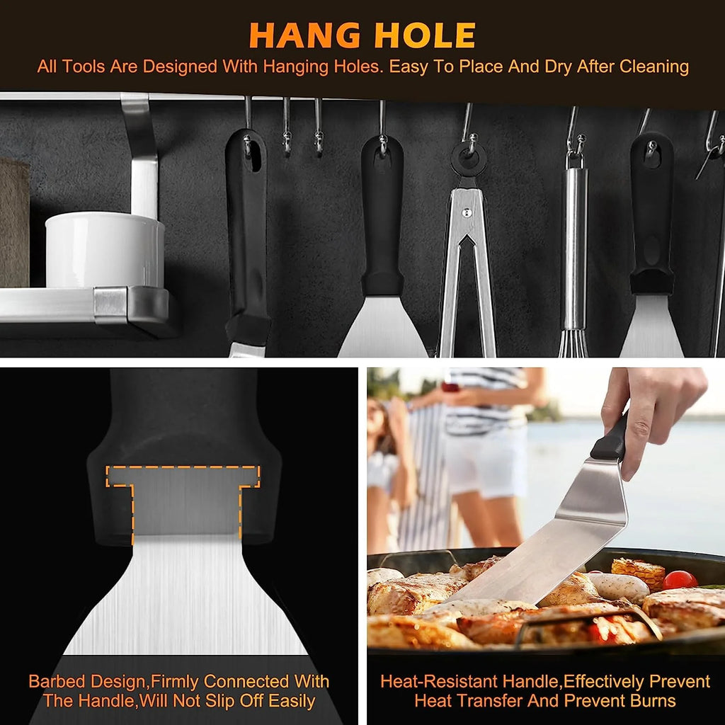 137 Flat Top Grill Accessories Kit with Spatula, Basting Cover, Scraper, Bottle, Tongs, Egg Rings & Carry Bag R52363