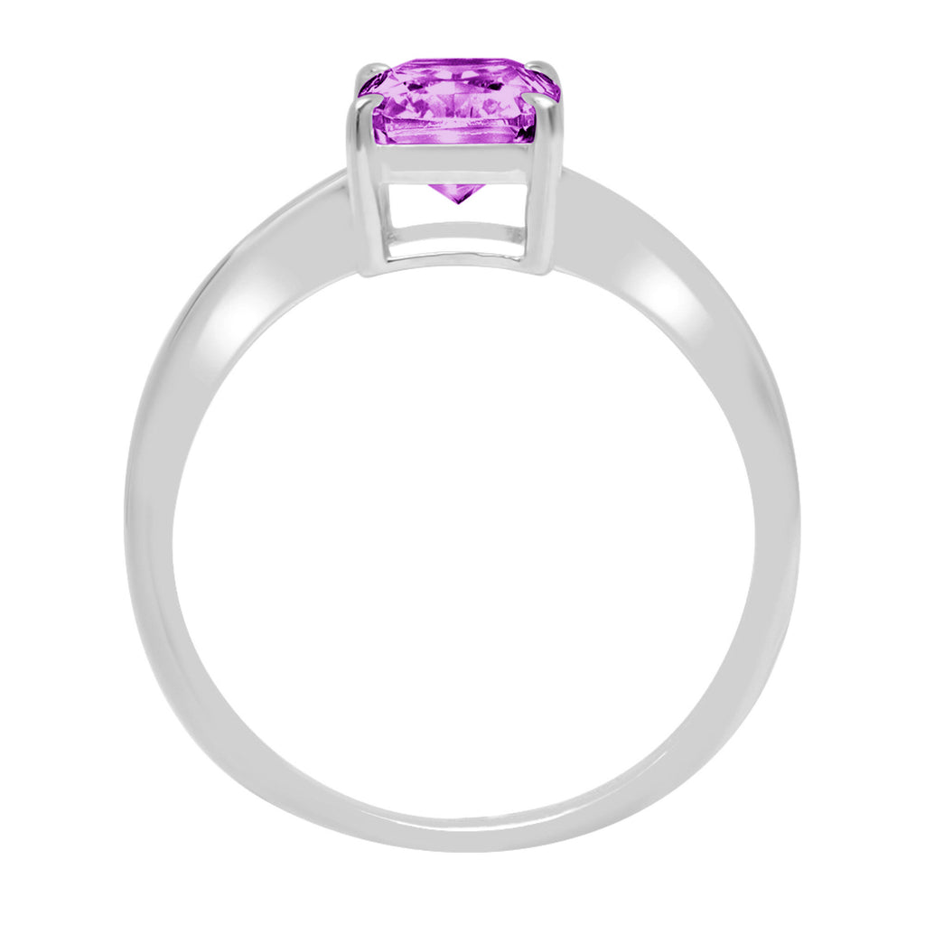 2.5ct Radiant Cut Simulated Alexandrite 18k White Gold Ring Size 3.75 I191068