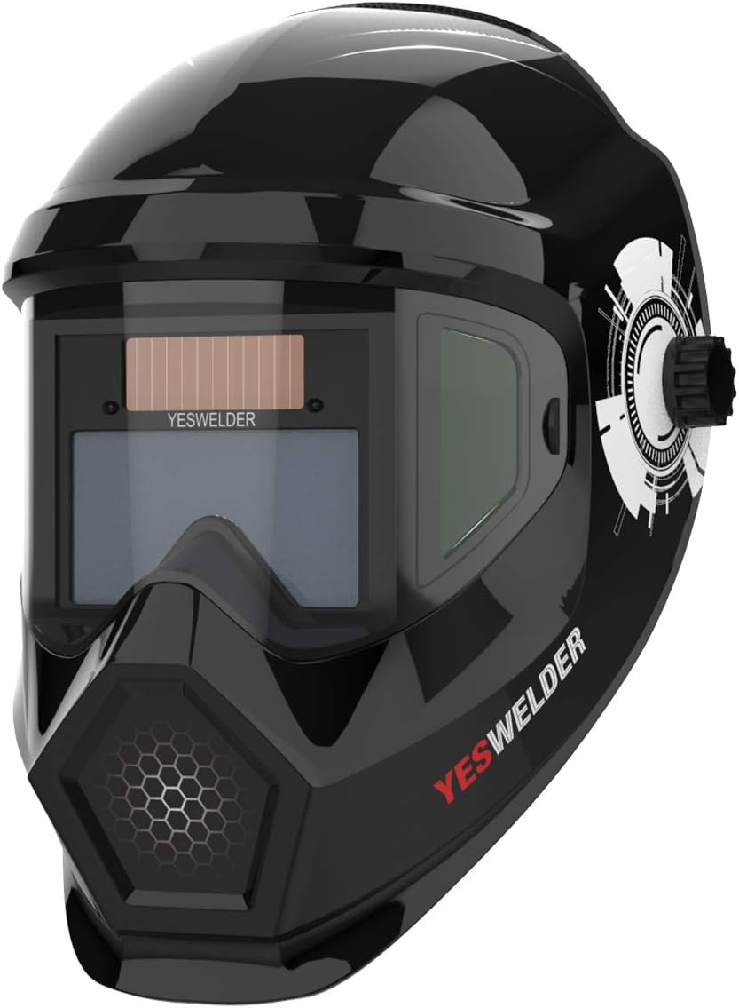 Large Viewing True Color Solar Powered Auto Darkening Welding Helmet with Side View, 4 Arc Sensor Wide Shade 4/5-9/9-13 Welder Mask S474858