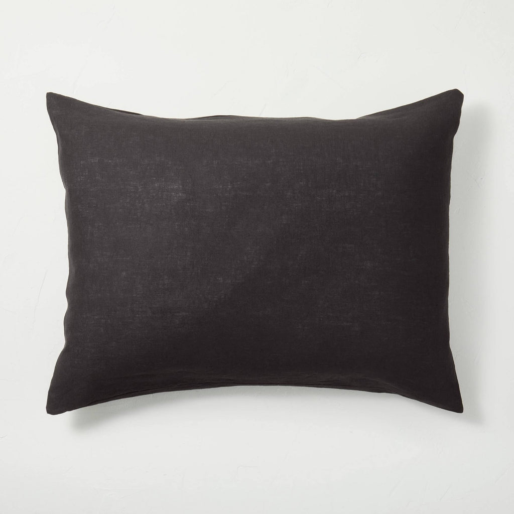 Washed Black Linen Duvet & Sham Set R8386