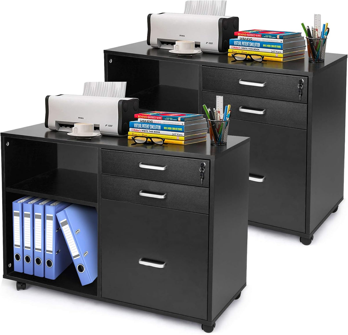 White 3 Drawer File Cabinet with Lock C3809