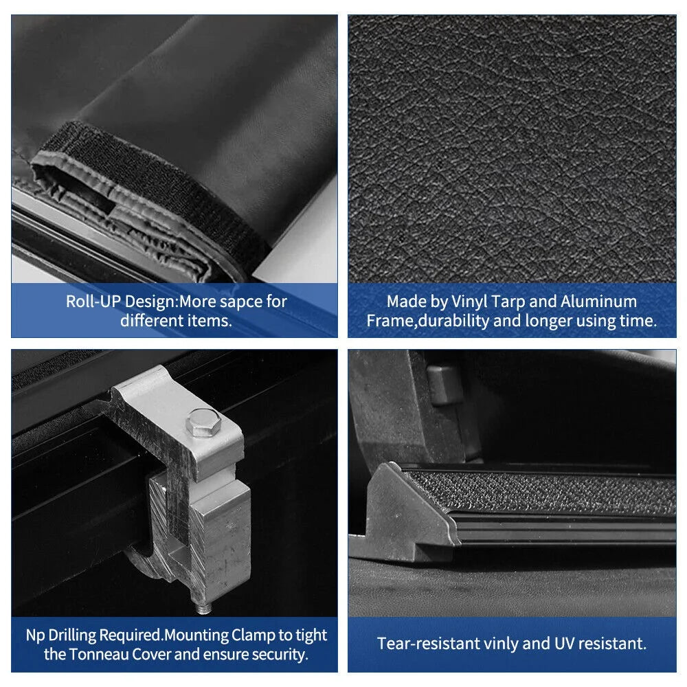 6.6ft Soft Roll up Truck Bed Tonneau Cover X575