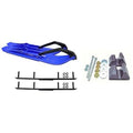 Blue XCS Snowmobile Skis with 4 inch Round Bars Complete Kit C3907
