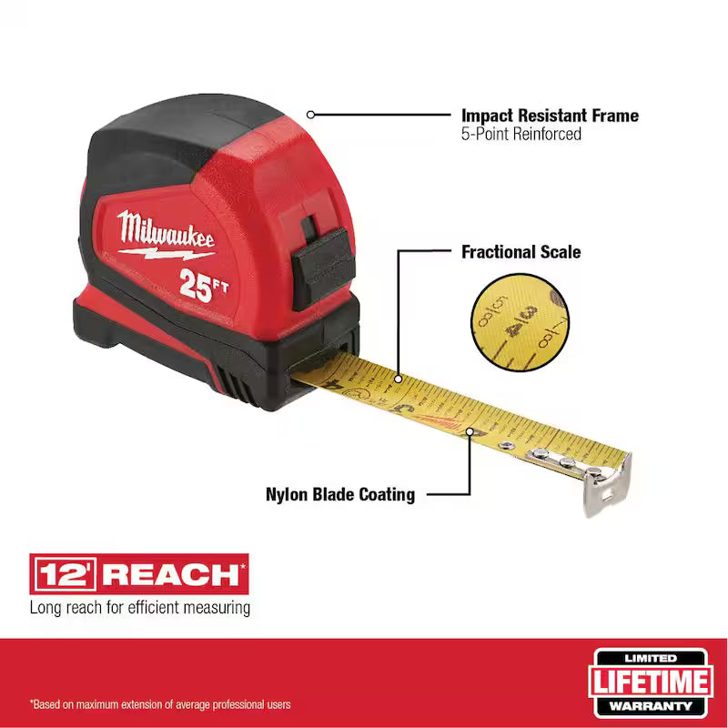 Compact Tape Measure with Pliers W332