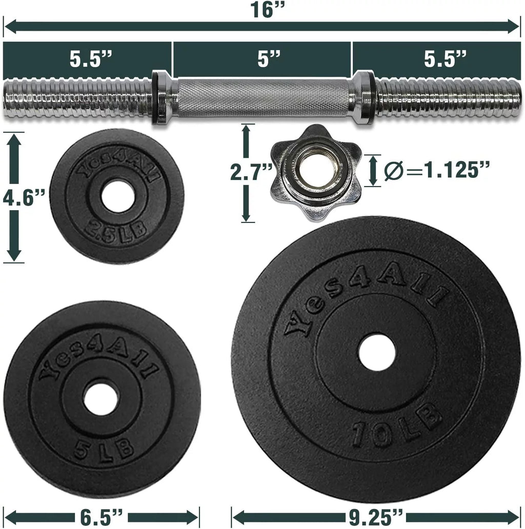 60 lbs Adjustable Cast Iron Dumbbell Set D5965