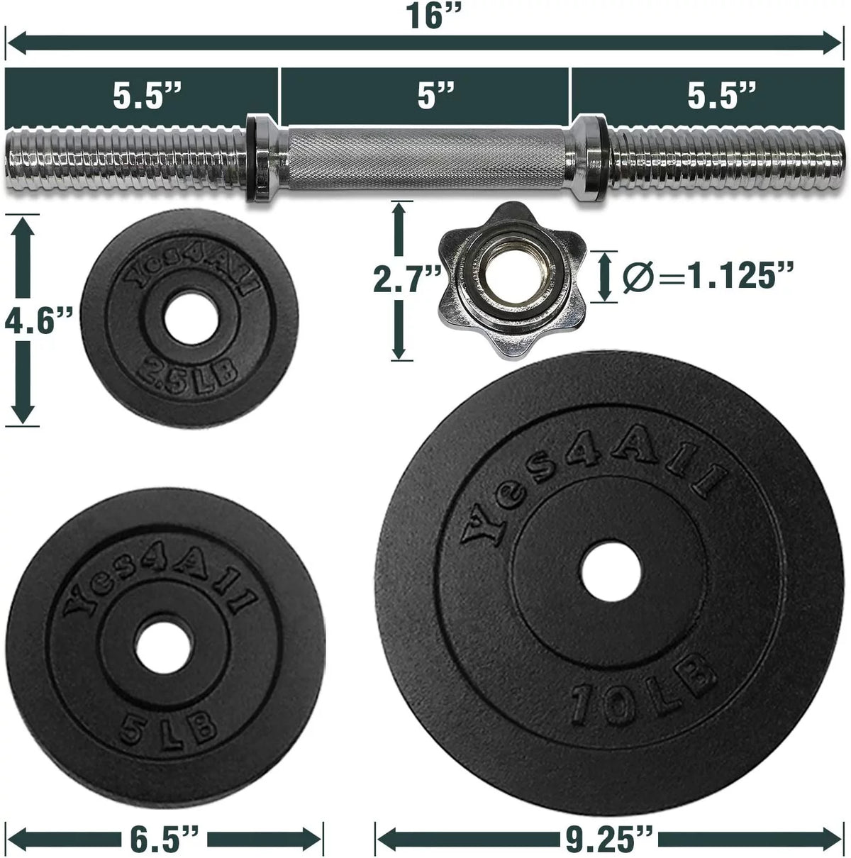 60 lbs Adjustable Cast Iron Dumbbell Set D5965