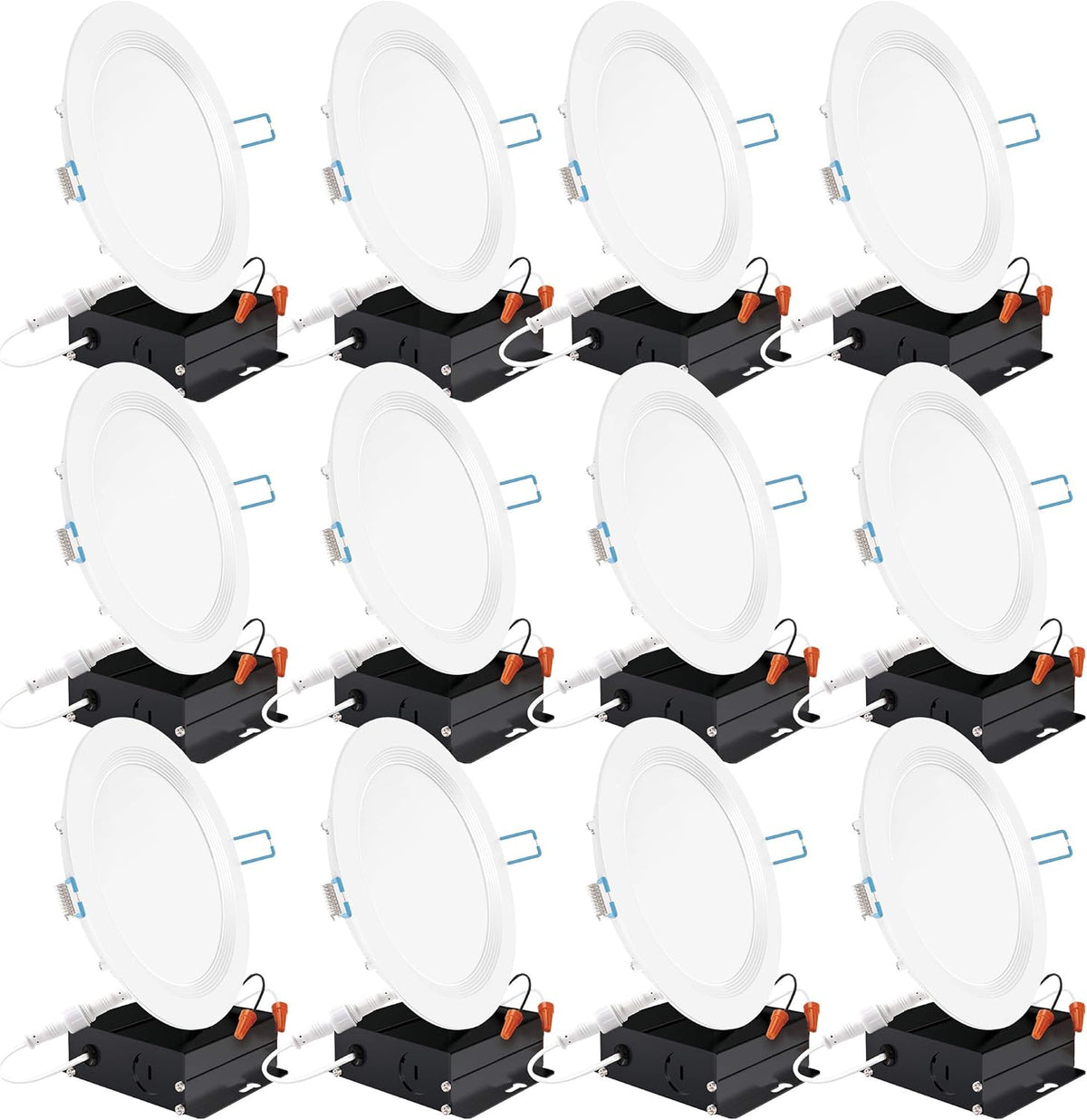 12 Pack 4 Inch Ultra Thin LED Recessed Ceiling Lights Slim, Selectable Color Temperature, Dimmable 10W=60W, 650 LM, Baffle Trim, Canless Wafer Thin with Junction Box A4907
