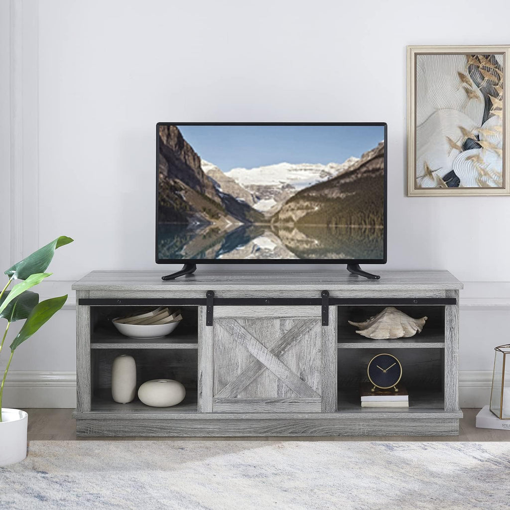 Sliding Barn Door TV Stand with Storage Cabinet T867933