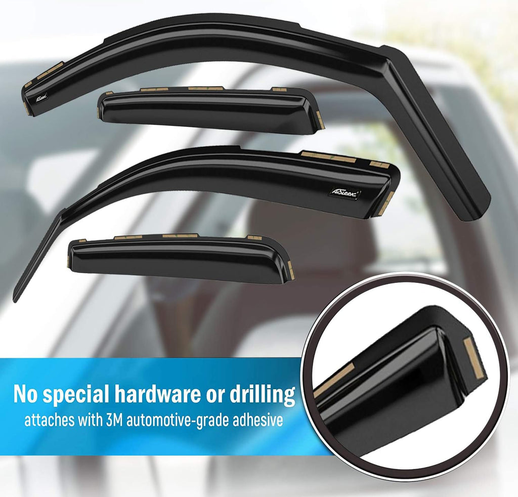 Dark Smoke In-Channel Side Window Vent Visor Rain Guards 4 pcs O480