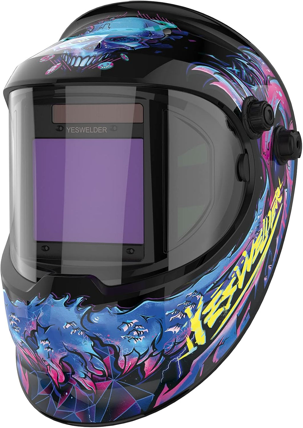 Large Viewing True Color Solar Powered Auto Darkening Welding Helmet with Side View, 4 Arc Sensor Wide Shade 4/5-9/9-13 Welder Mask S474858