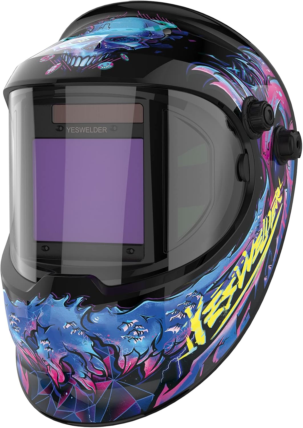 Large Viewing True Color Solar Powered Auto Darkening Welding Helmet with Side View, 4 Arc Sensor Wide Shade 4/5-9/9-13 Welder Mask S474858