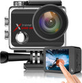4K 60FPS 20MP Waterproof Action Camera with Touch Screen Stabilizer 2 Rechargeable 1350 Batteries and Accessories Kit P8086