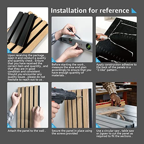 4-Piece Wood Slat Acoustic Panels, Matte Black L516526