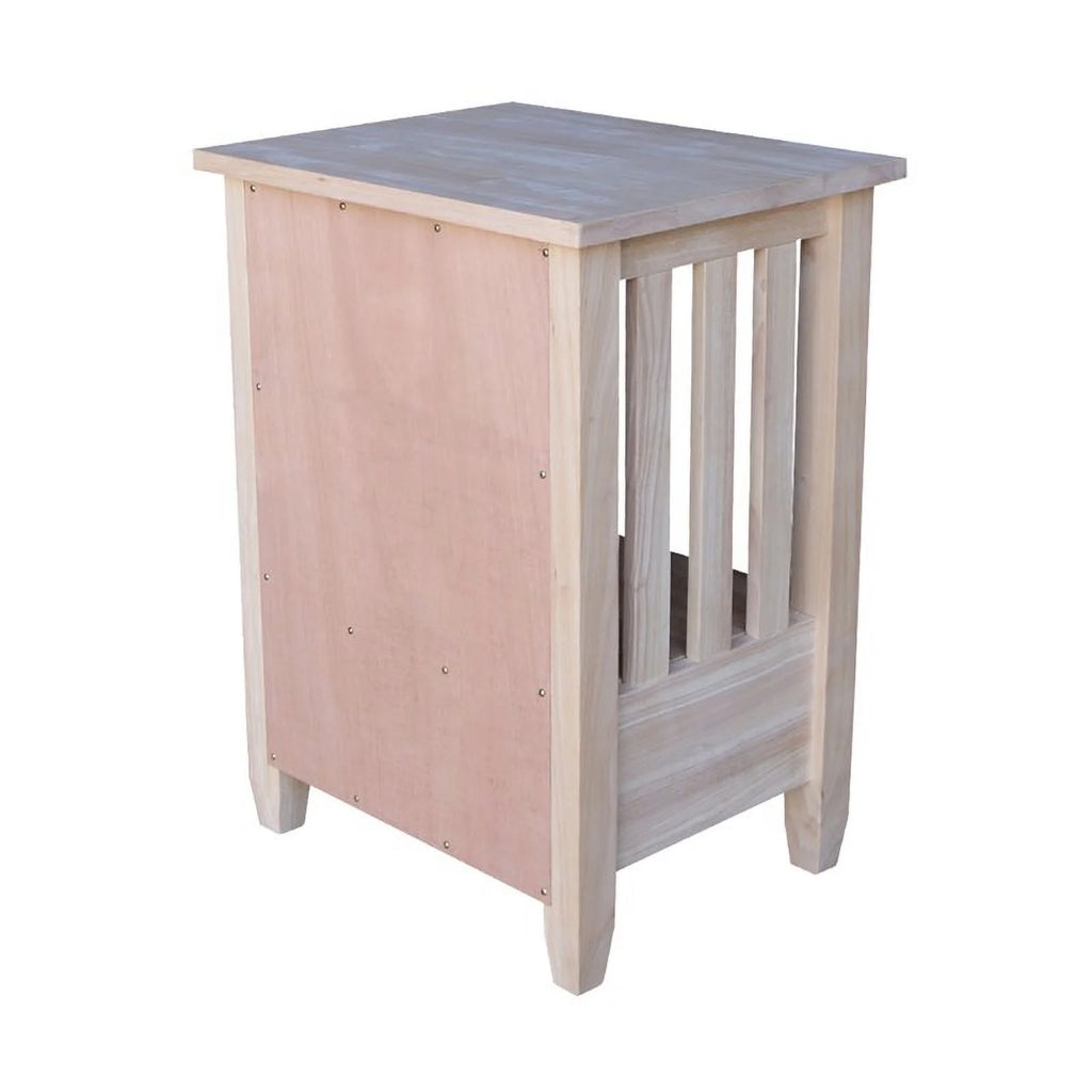 Solid Wood Unfinished End Table with Drawer D46461