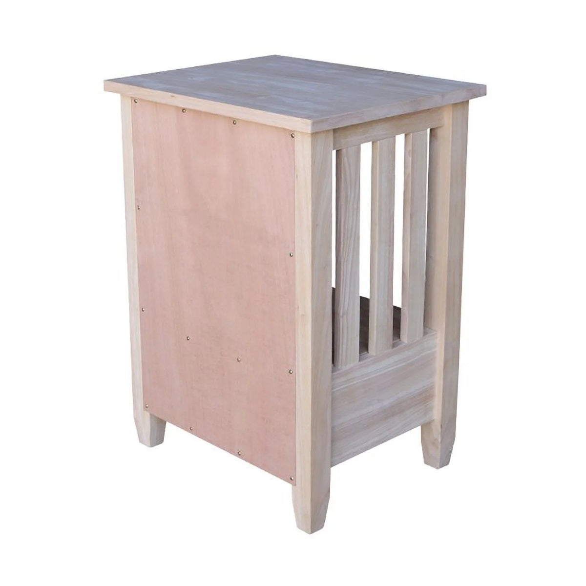 Solid Wood Unfinished End Table with Drawer D46461