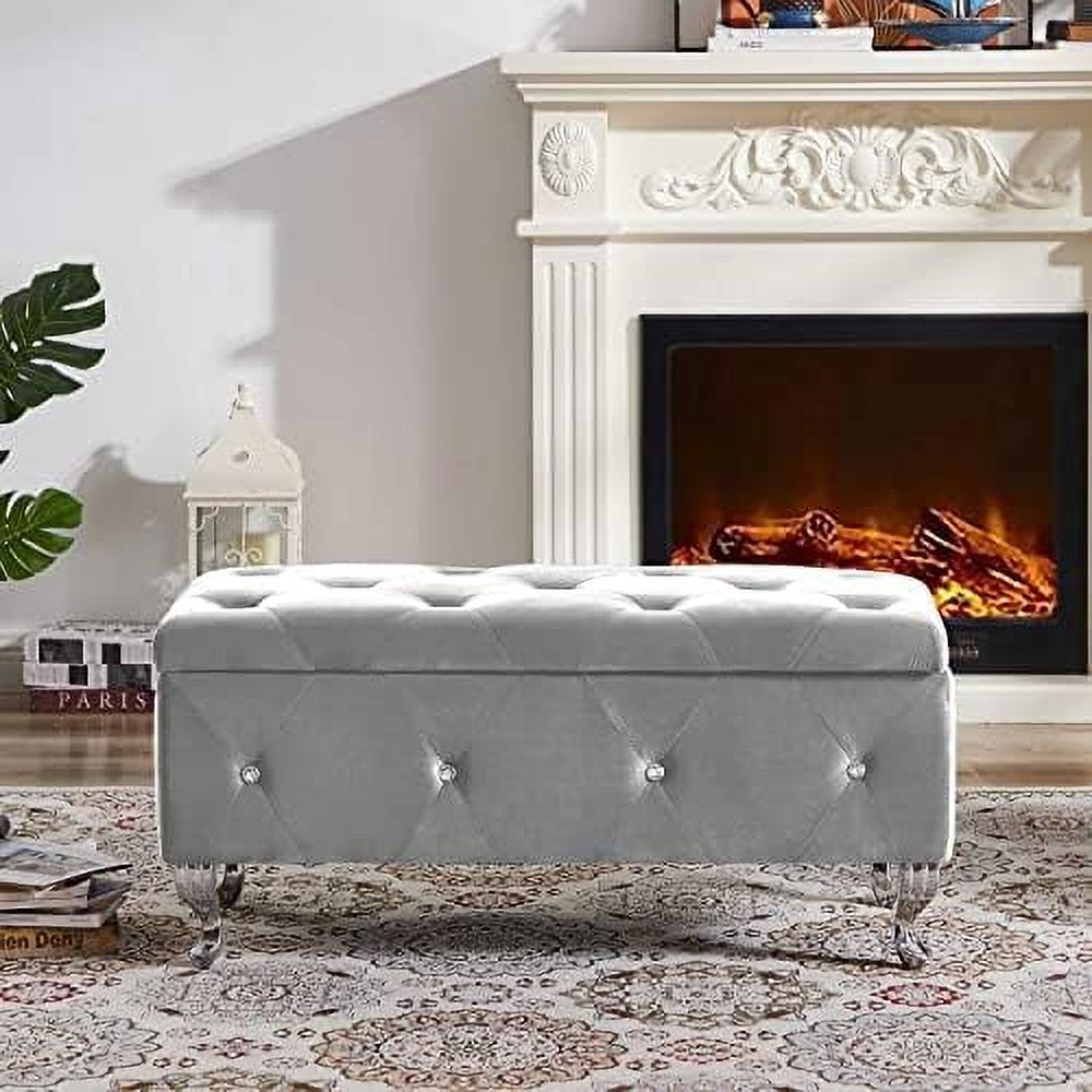 Velvet Flip Top Bench with Safety Hinge G62971
