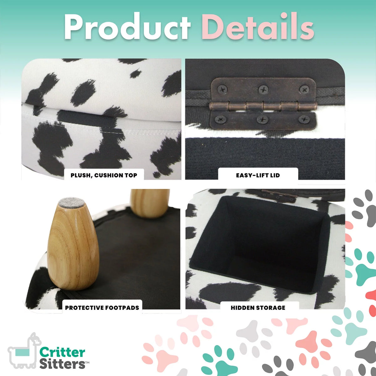Black-White Cow Animal Shape Storage Ottoman C4474