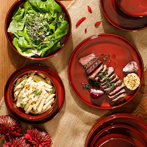 Amber Terracotta Reactive Glaze Dinnerware Set, Service for Four (16pcs) D659