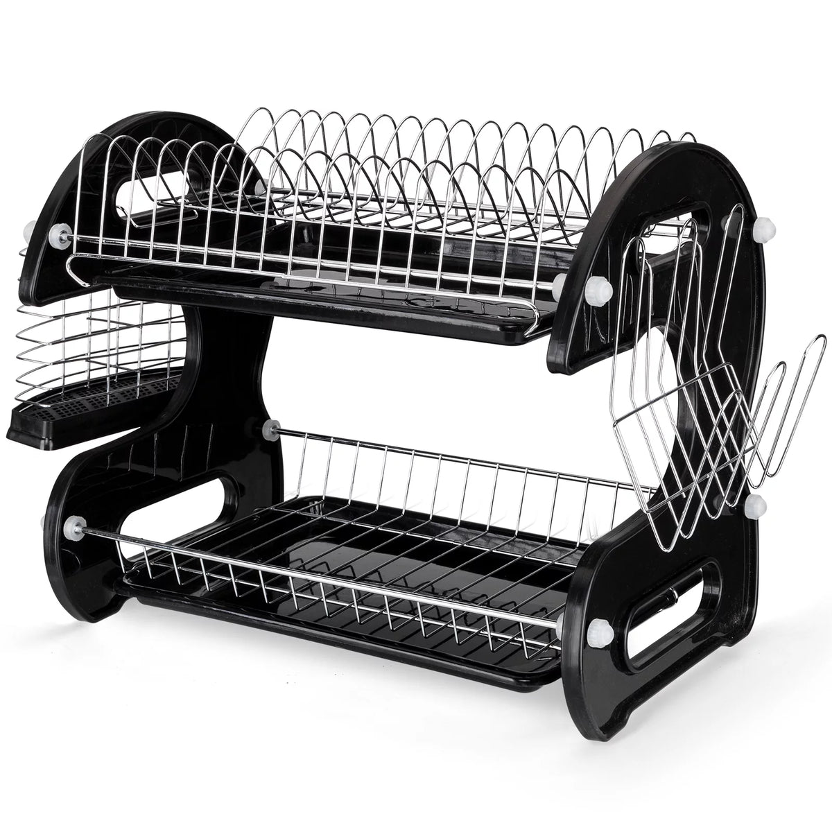 Black 2-Tier Plastic Dish Drainer C380072