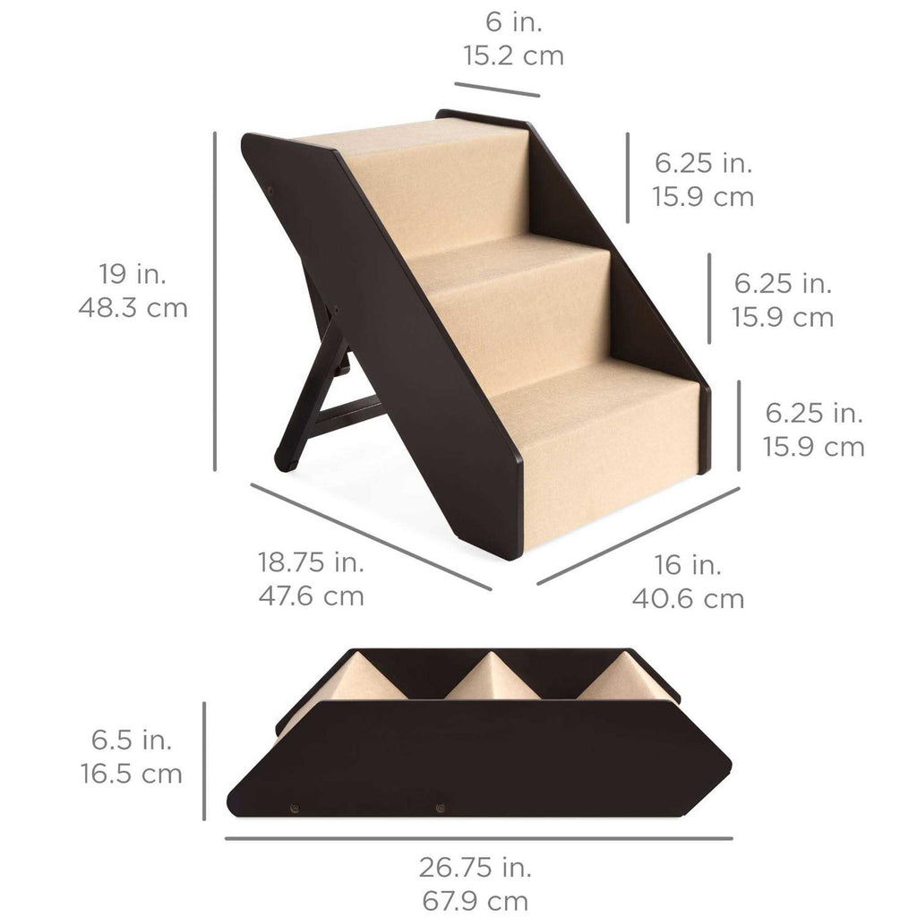Foldable Adjustable Wooden Pet Stairs P98629