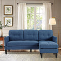 Blue L-Shaped Convertible Sectional Sofa Y32411