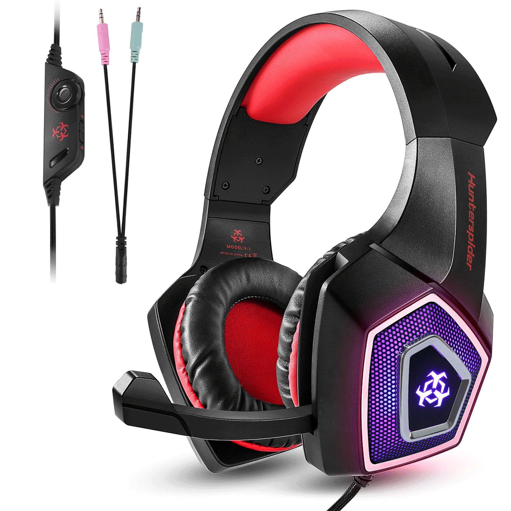 Gaming Headset with Mic, Over Ear 3.5mm Noise Canceling LED Light Y671354