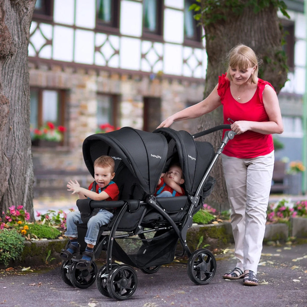 Double Stroller Foldable Lightweight Black K77834