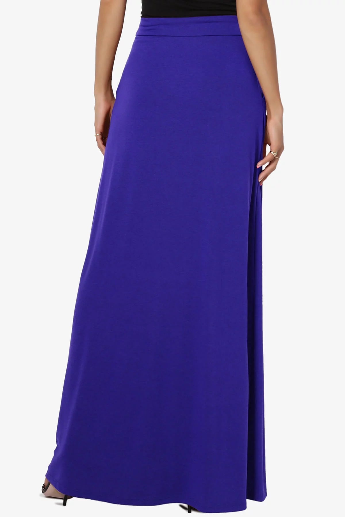 Drawstring Waist Pocket Jersey A-Line Maxi Skirt U574
