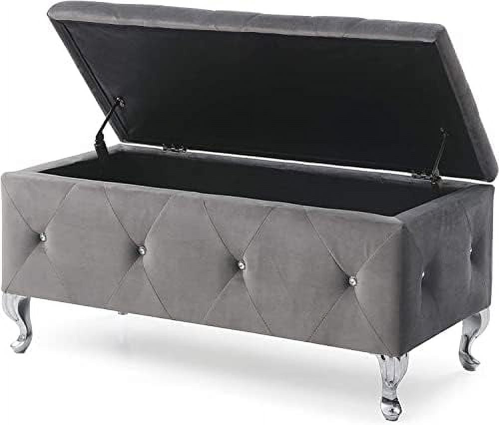 Velvet Flip Top Bench with Safety Hinge G62971