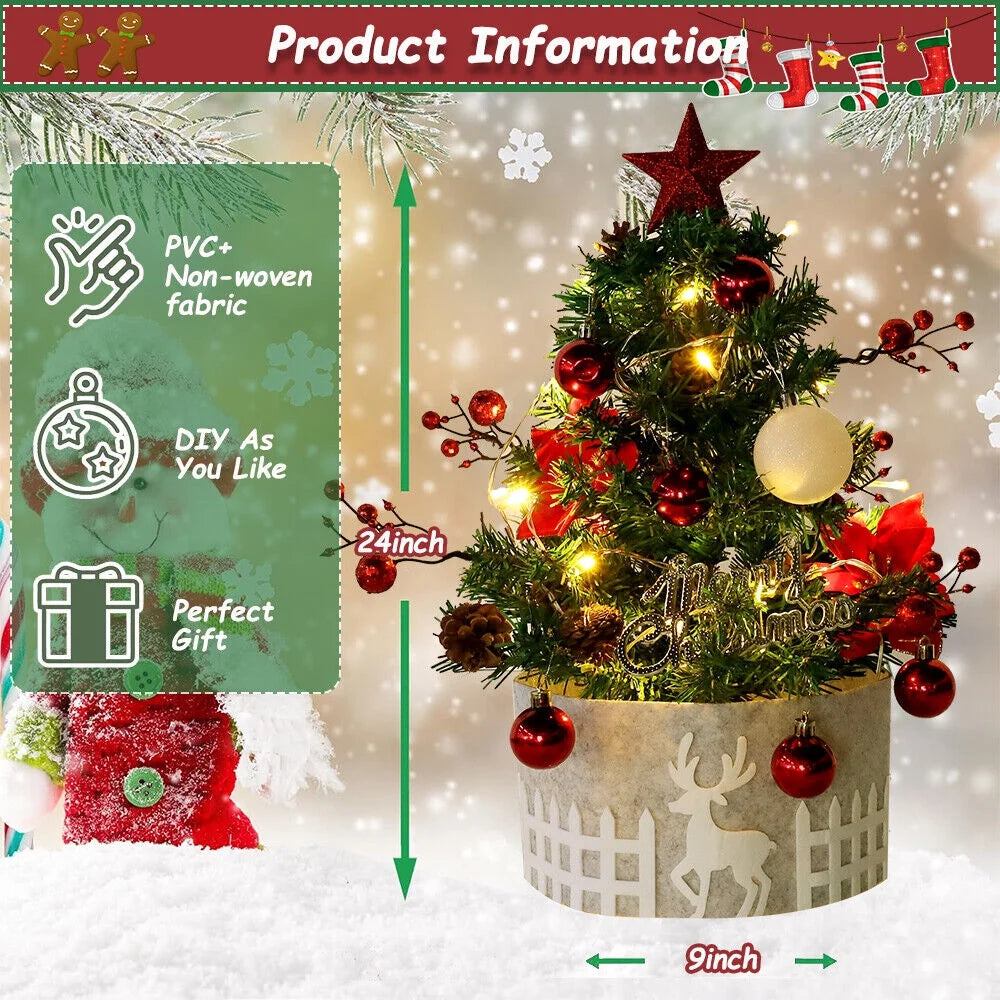 2ft Artificial Mini Christmas Pine Tree with Lights I841827