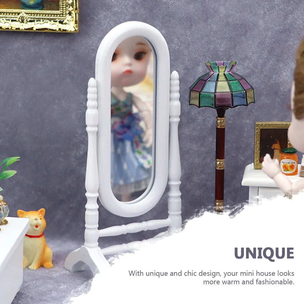 White Wooden Doll House Dressing Mirror L8354