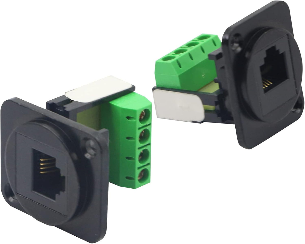 RJ11 6P4C CAT3 Screw Terminal Adapter, Black Pack of 2 Q2653
