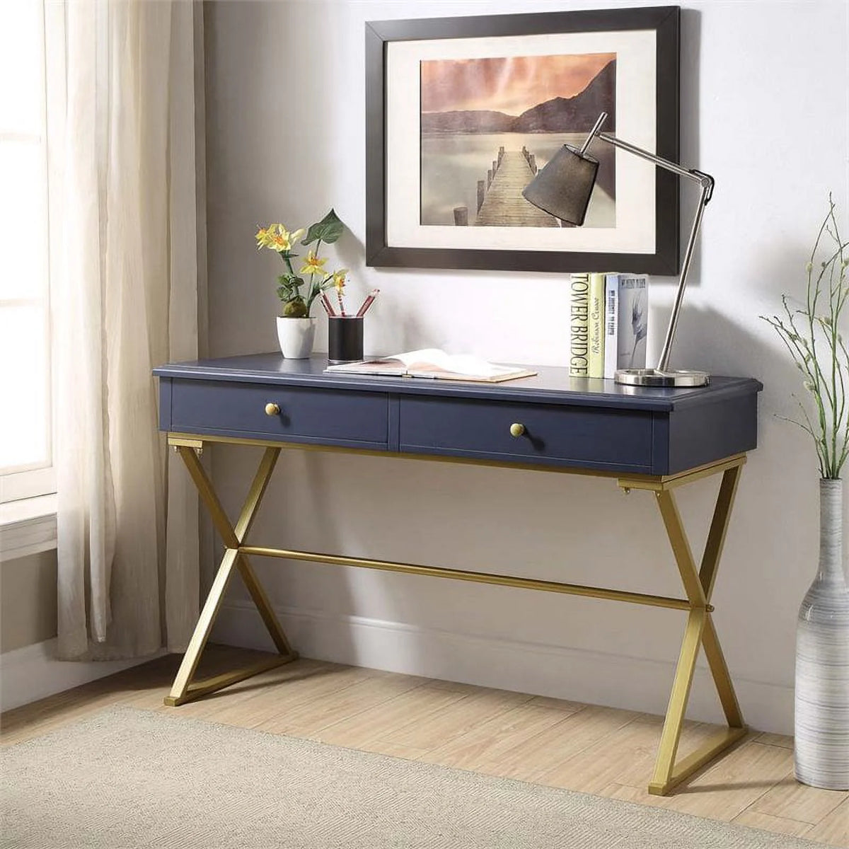Blue and Gold Writing Desk P24831