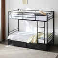 Black Twin Over Twin Iron Convertible Bunk Bed with 2 Storage Drawers B5482