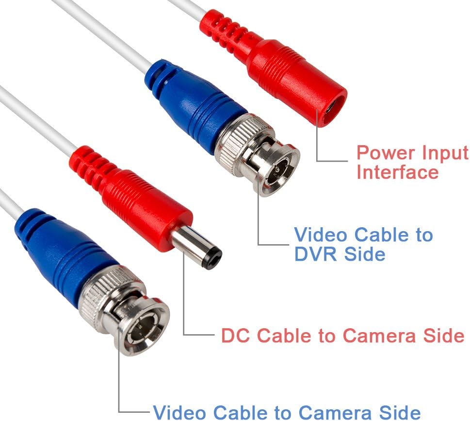 4 Pack 100FT White BNC Video and Power Security Camera Cables Y9196