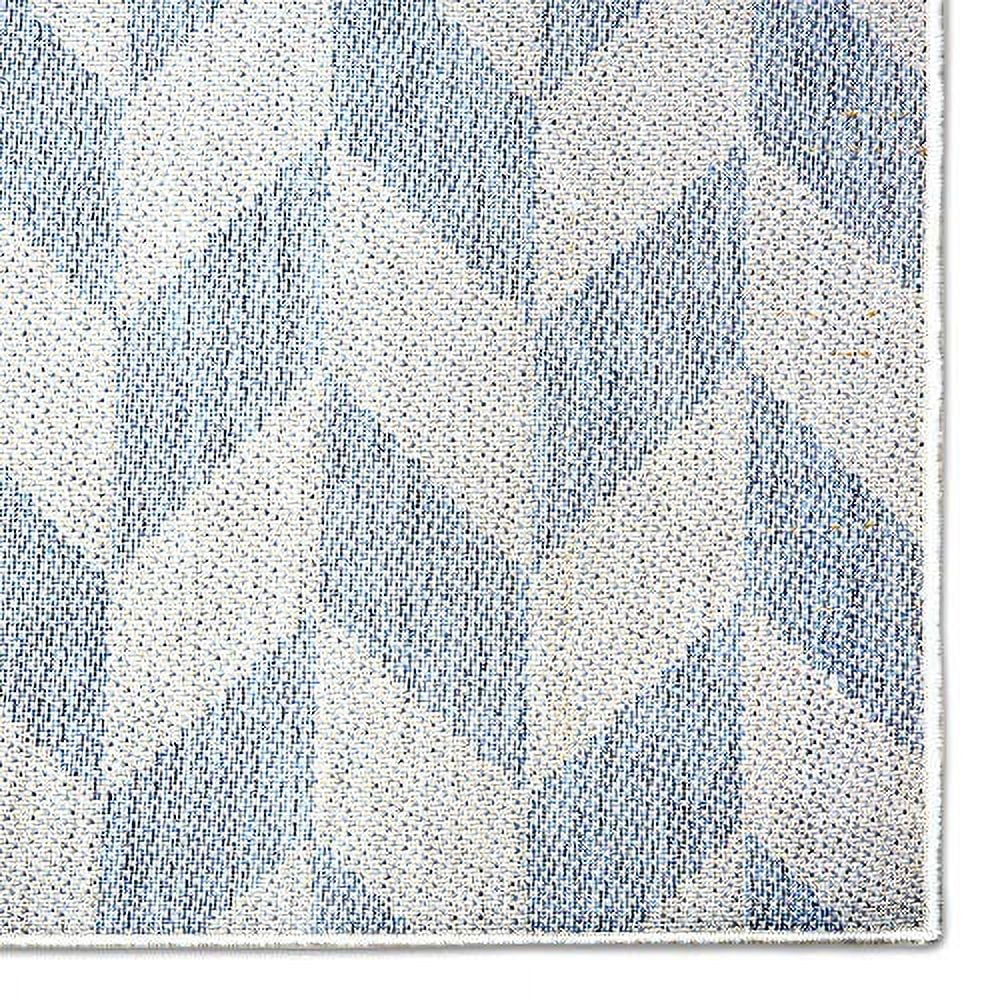 Blue Grey Herringbone Indoor/Outdoor Area Rug Q616776