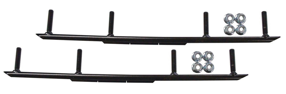 Green MTX Snowmobile Skis with 4" Round Bars Complete Kit H1622