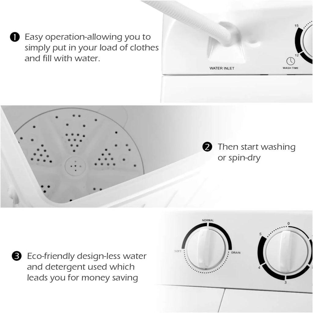 Portable Mini Compact Twin Tub Washing Machine 20lbs Blue White B255479