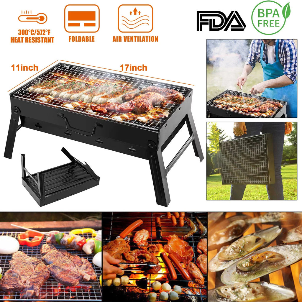 Charcoal Folding Portable Stainless Steel BBQ Grill H634