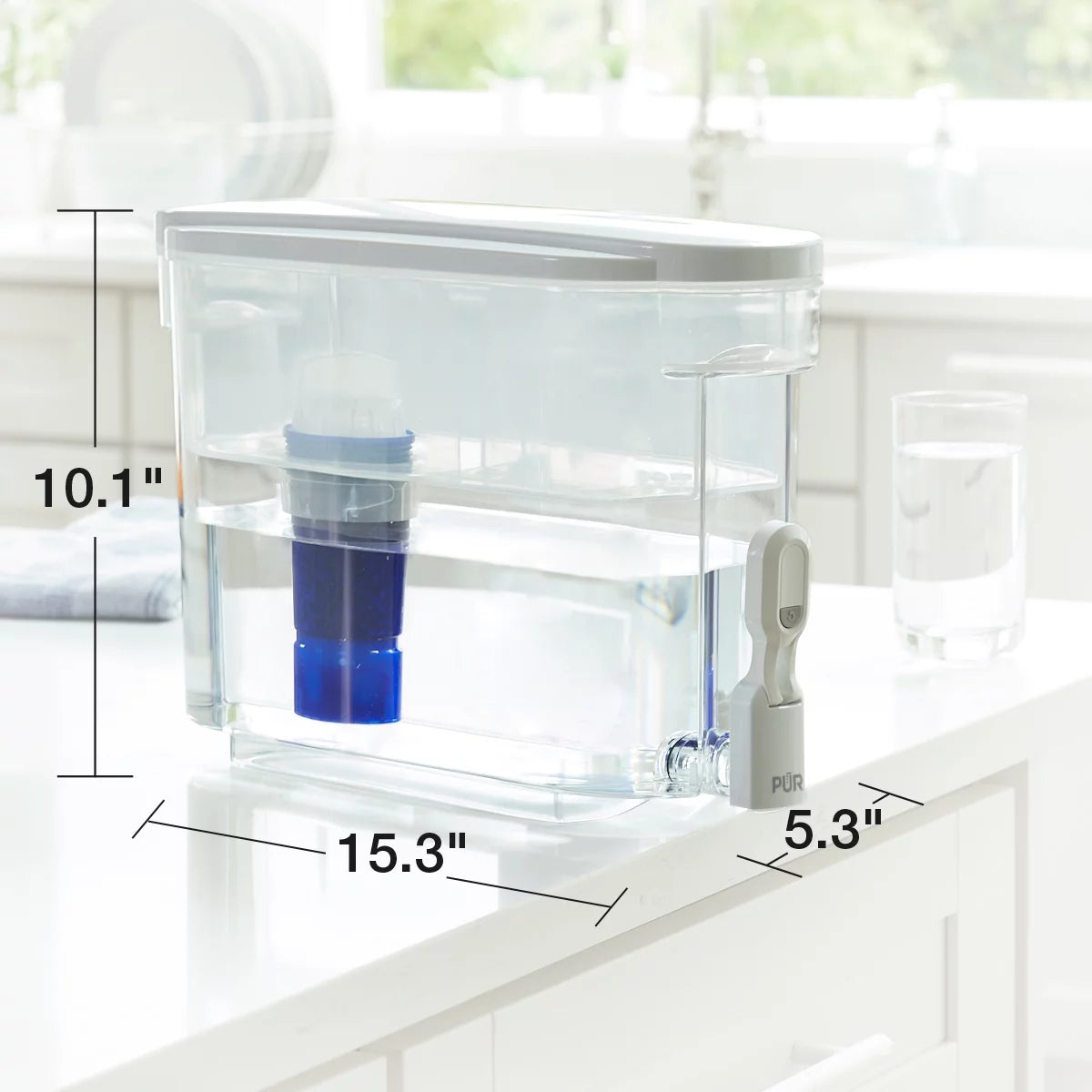 30 Cup Water Filter Dispenser with Filter, Dishwasher Safe, White K850322