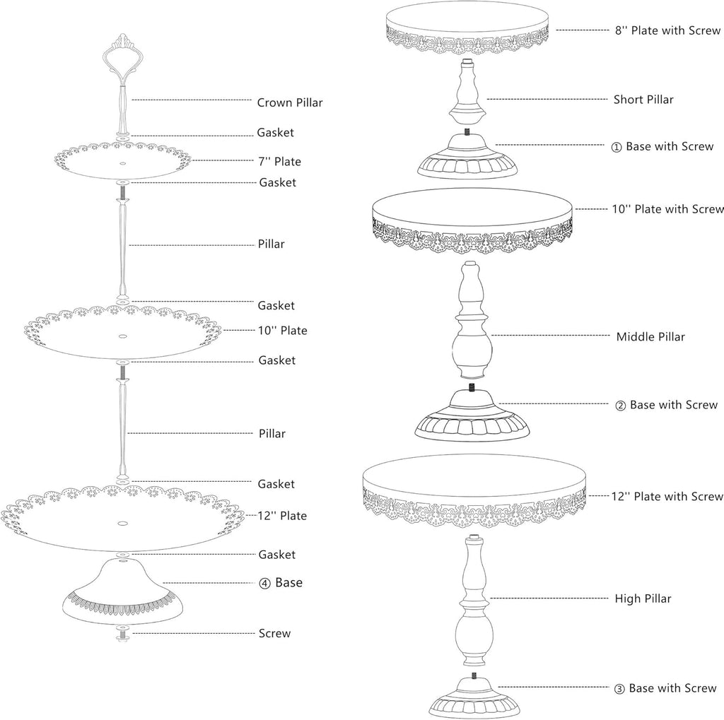 6 Pcs Metal Cake Stands Set Matte White L185371