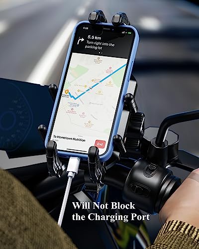 Motorcycle Phone Holder with Vibration Dampener & High-Speed Secure Lock for 5.4''-7.2'' Smartphones C4558